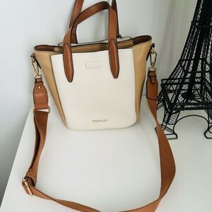 Calvin Klein White and Tan Women's Bag